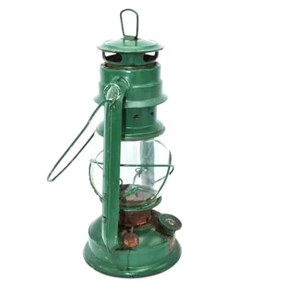 Vintage Small Kerosene Oil Lamp Green Railroad Lantern